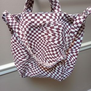 Baggu Vertical Canvas Duck Bag - Maroon Trippy Checker